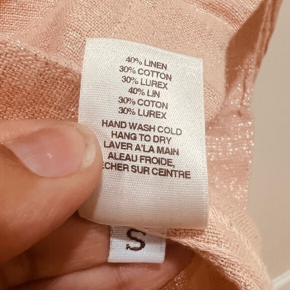 Anthropologie AMADI Kaye Metallic Pink Double Breasted Linen Cotton Blazer Sz. S - Picture 9 of 9